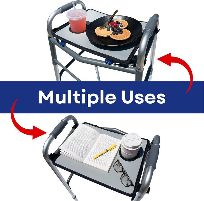 RMS Universal Walker Tray with Cup Holder – Multifunctional, Easy-to-Clean, Adjustable Fit